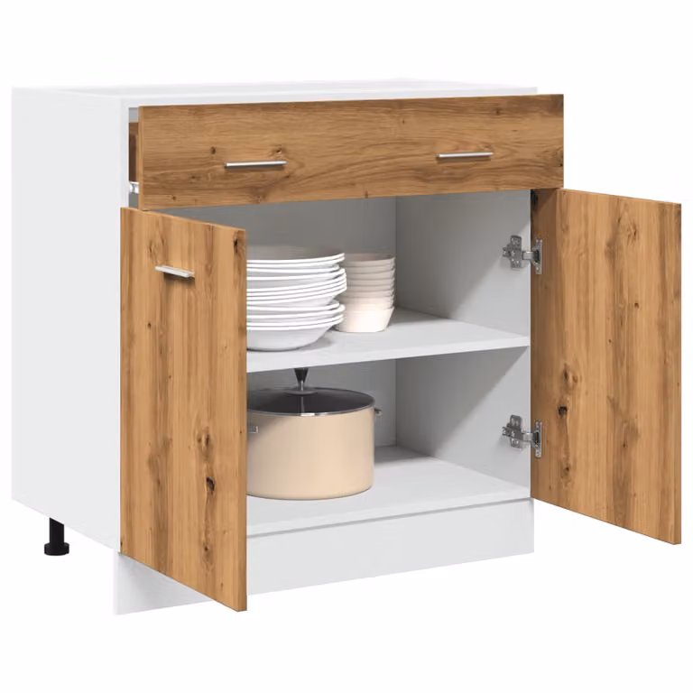 Cassettiera Lyon vidaXL in stile moderno, colore Rovere e Bianco, L 80 cm x P 46 cm x H 81,5 cm