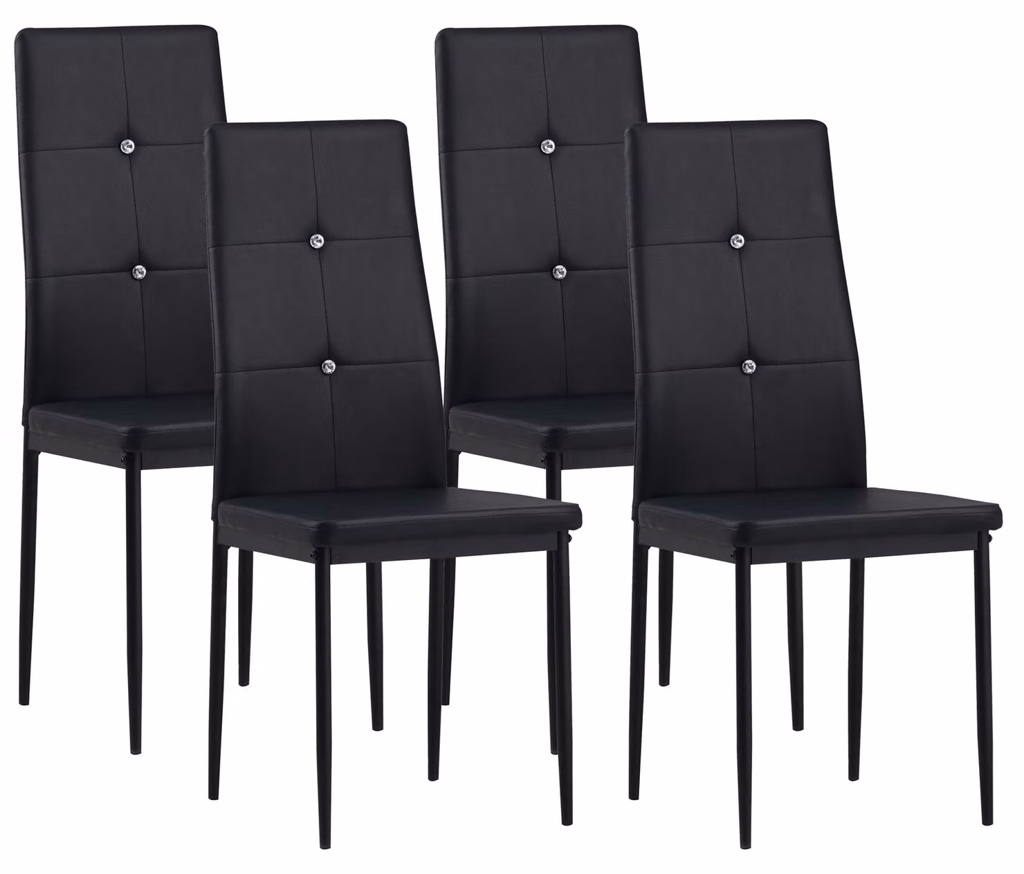 Albatros sedie per sala da pranzo DIAMOND set di 4, nero - Elegante aspetto a diamante, sedia imbottita con rivestimento in Pelle finta Design moderno ed elegante per il tavolo da pranzo Sedia da cucina Sedia per sala da pranzo con elevata capacità di car
