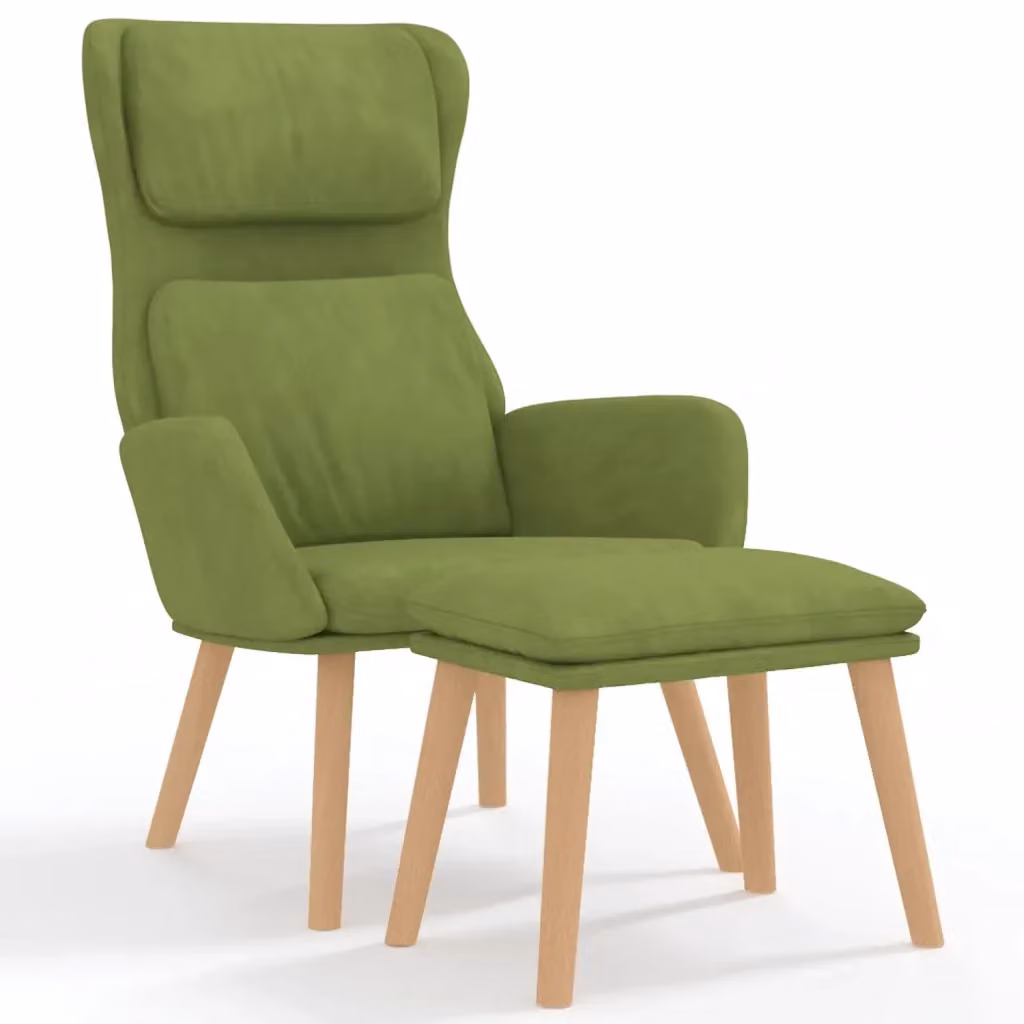 Poltrona Relax Reclinabile con Poggiapiedi vidaXL in Velluto Verde – 2
