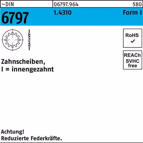 Dischi dentati Reyher DIN 6797 1.4310 I 8.4 inox 067979640084000 (1000 pezzi)