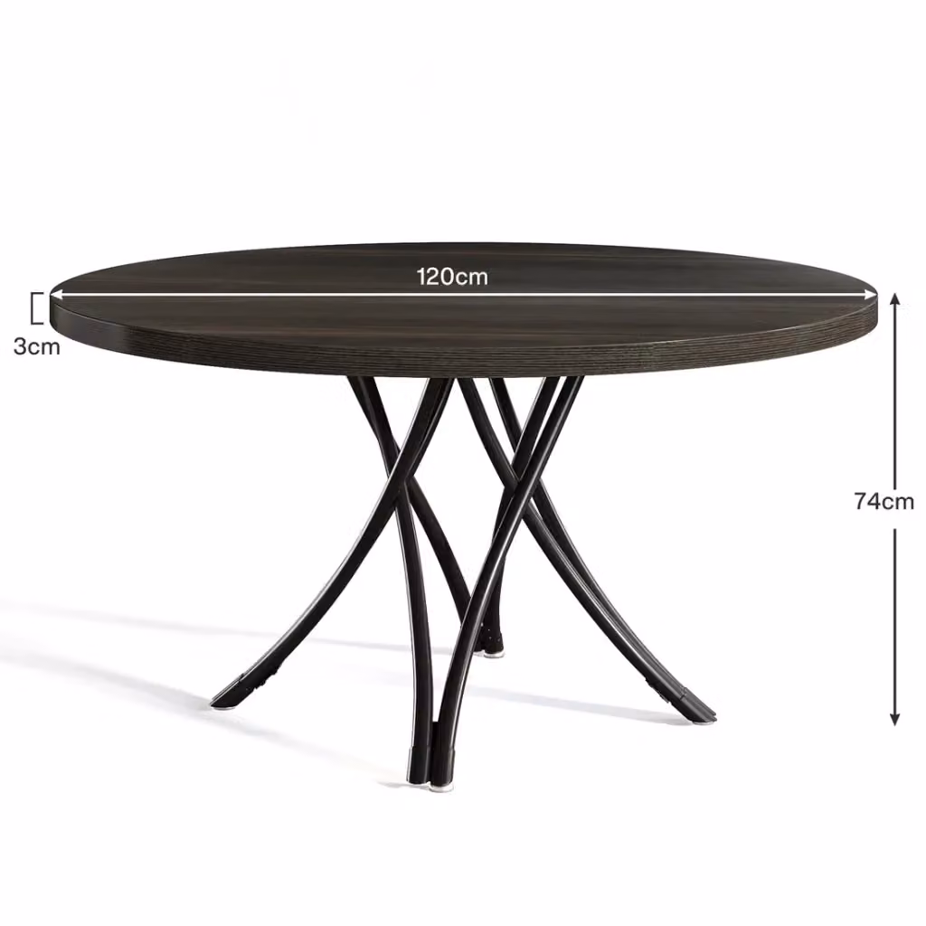 Tavolo da pranzo rotondo REDOM in legno nero opaco, Diametro: 120 cm – 2