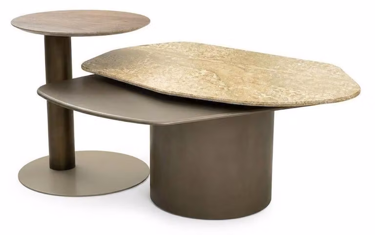 Tavolino da caffè marrone beige, in legno, per il soggiorno, stile moderno e minimalista