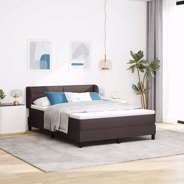 Letto a molle con testiera vidaXL in tessuto marrone, L/P/H: 160 x 200 x 88 cm – 1