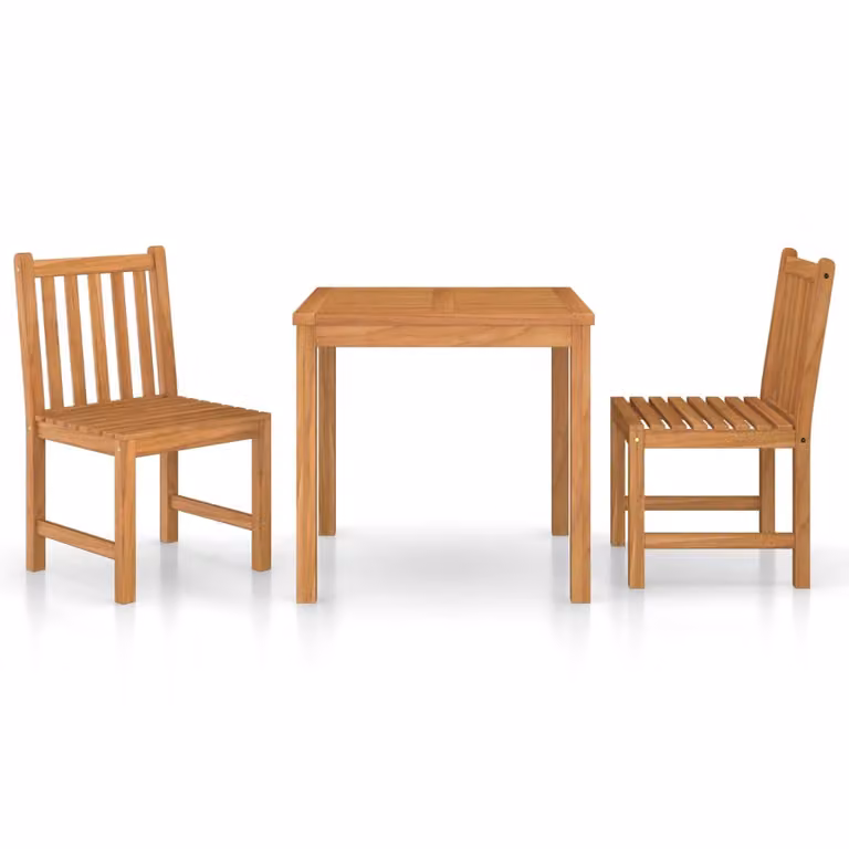 Set da pranzo da giardino 3 pz 80x80 cm in legno massello di teak