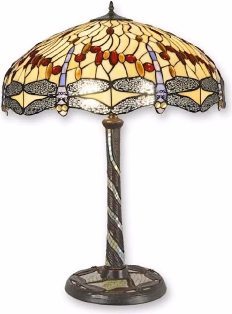 Casa Padrino Lampada da tavolo Tiffany multicolore Ø 61 x H. 80 cm - Lampada da tavolo Tiffany - Lampada decorativa da salotto - Lampada decorativa da scrivania - Lampade Tiffany