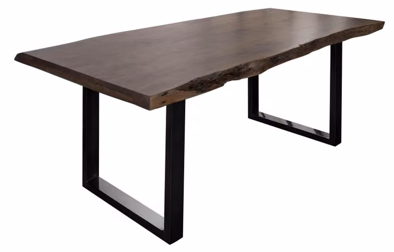 MASSIVMOEBEL24 | FREEFORM 5 Tavolo da pranzo in legno di acacia - laccato grigio / gambe in ferro - antracite lucido 200x100x77
