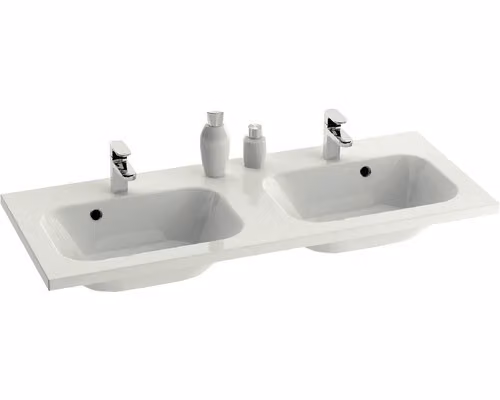 Lavabo doppio RAVAK Chróm in resina minerale, 120 cm, bianco