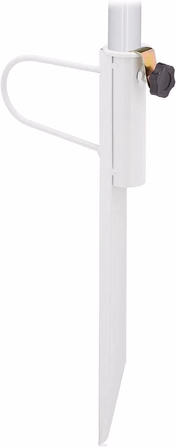 Parasole da terra - Adatto per pali fino a 32 mm - Ideale per giardino, campeggio e spiaggia - Supporto per ombrellone in metallo - Acciaio - Bianco