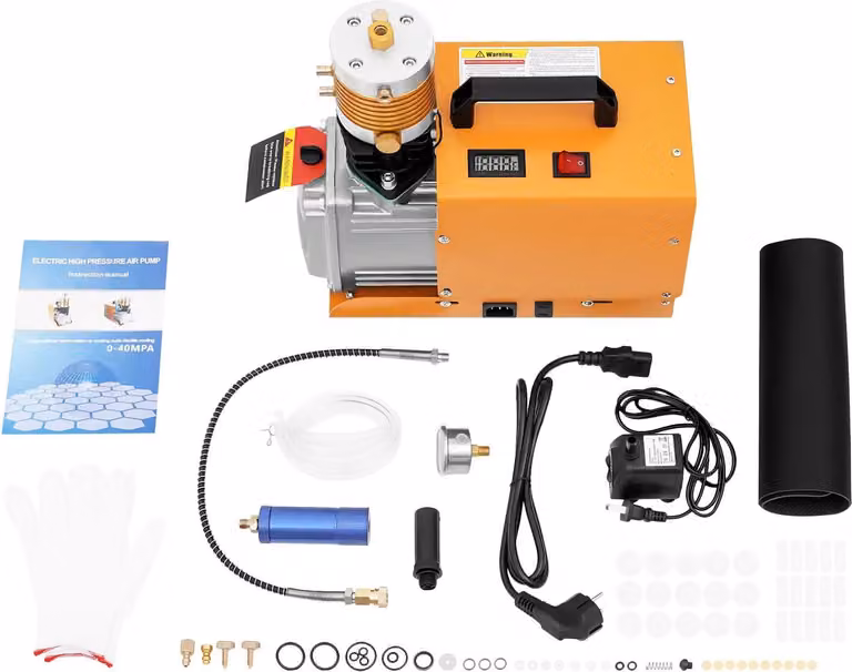 Compressore d'aria PCP - Pompa portatile ad alta pressione, 300 bar, 30 MPa, 4500 PSI, 220V, 1,8 kW, 100 L/min, spina europea - Arancione