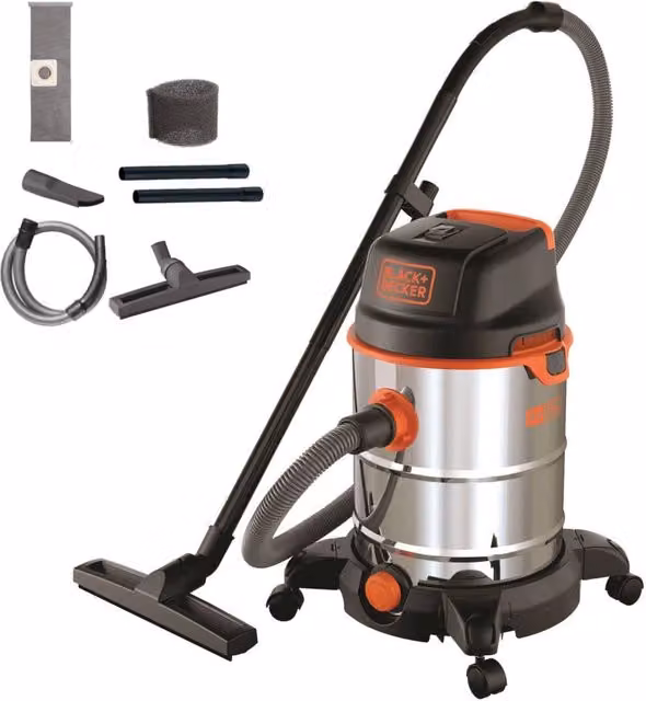 Aspiratutto Black Decker BXVC30XDE in acciaio inox, nero e argento, 1600 W, 30 l