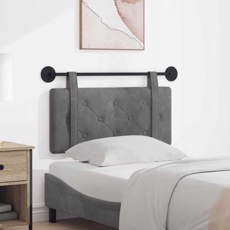 Testiera sospesa vidaXL in velluto grigio scuro per camera da letto