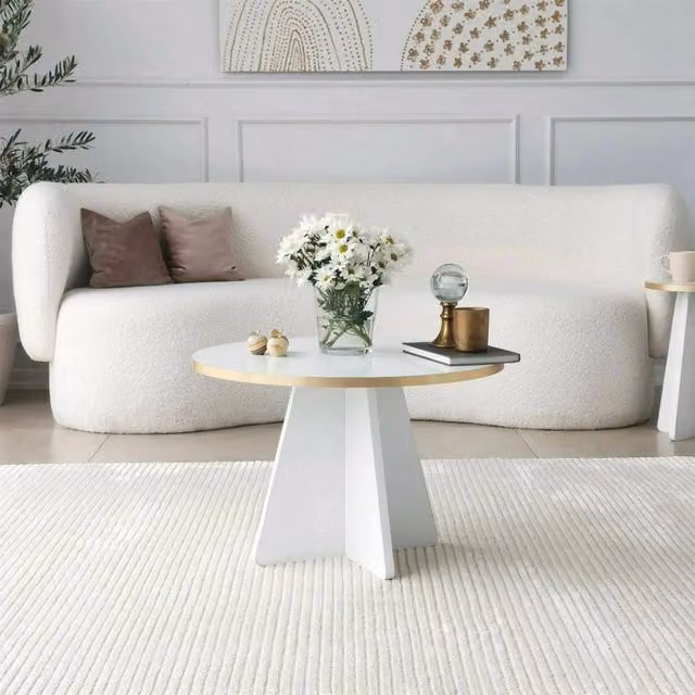 Tavolino da salotto Armanda DMORA, Tavolo basso moderno con portariviste, L/P/H: 60 x 60 x 40 cm, Oro e Bianco