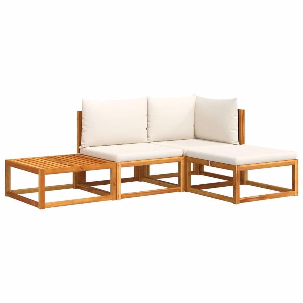 Set di divani da giardino 4 pezzi con cuscini in legno di acacia e rattan
