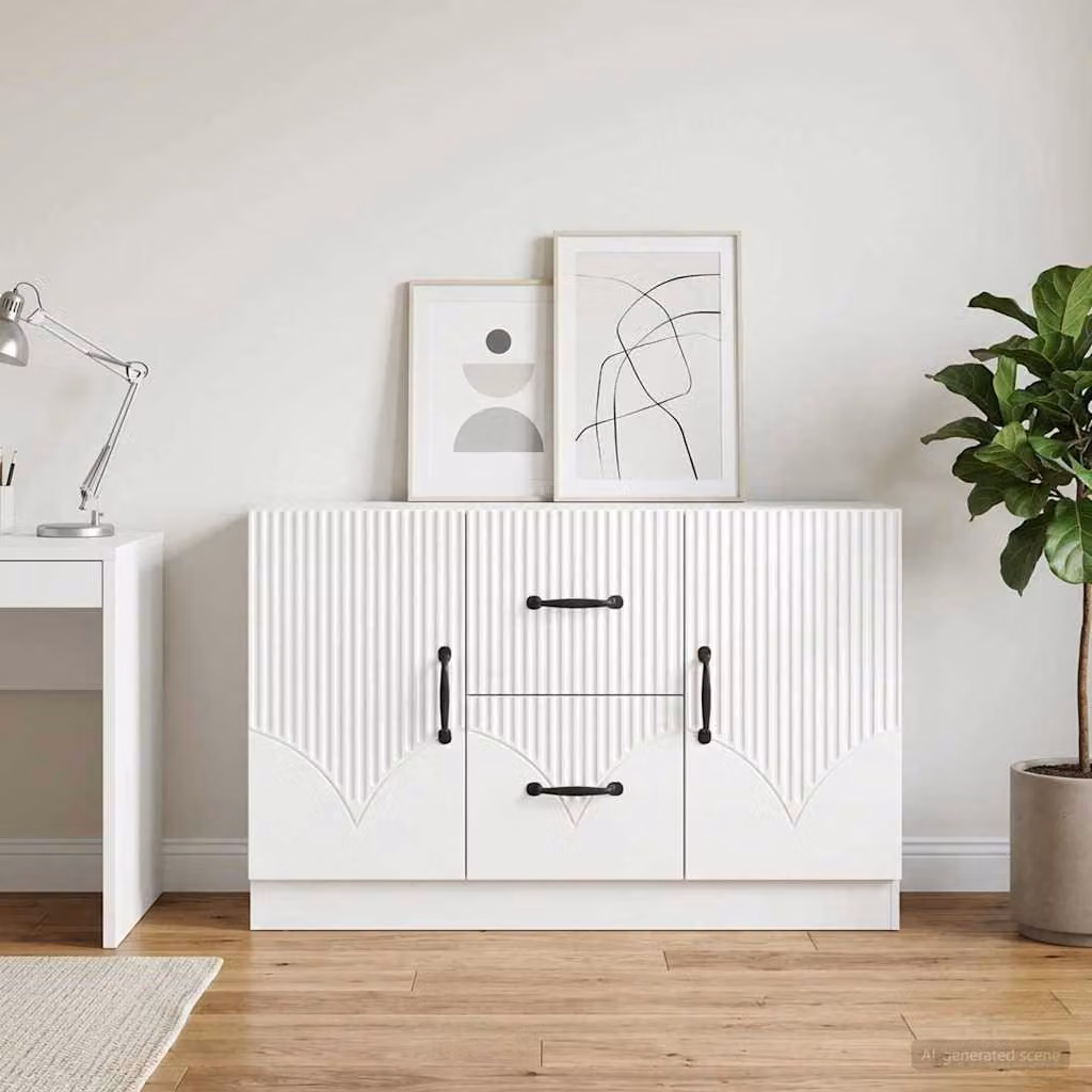 Credenza moderna vidaXL in legno ingegnerizzato bianco lucido L 89 x P 34,5 x H 57 cm