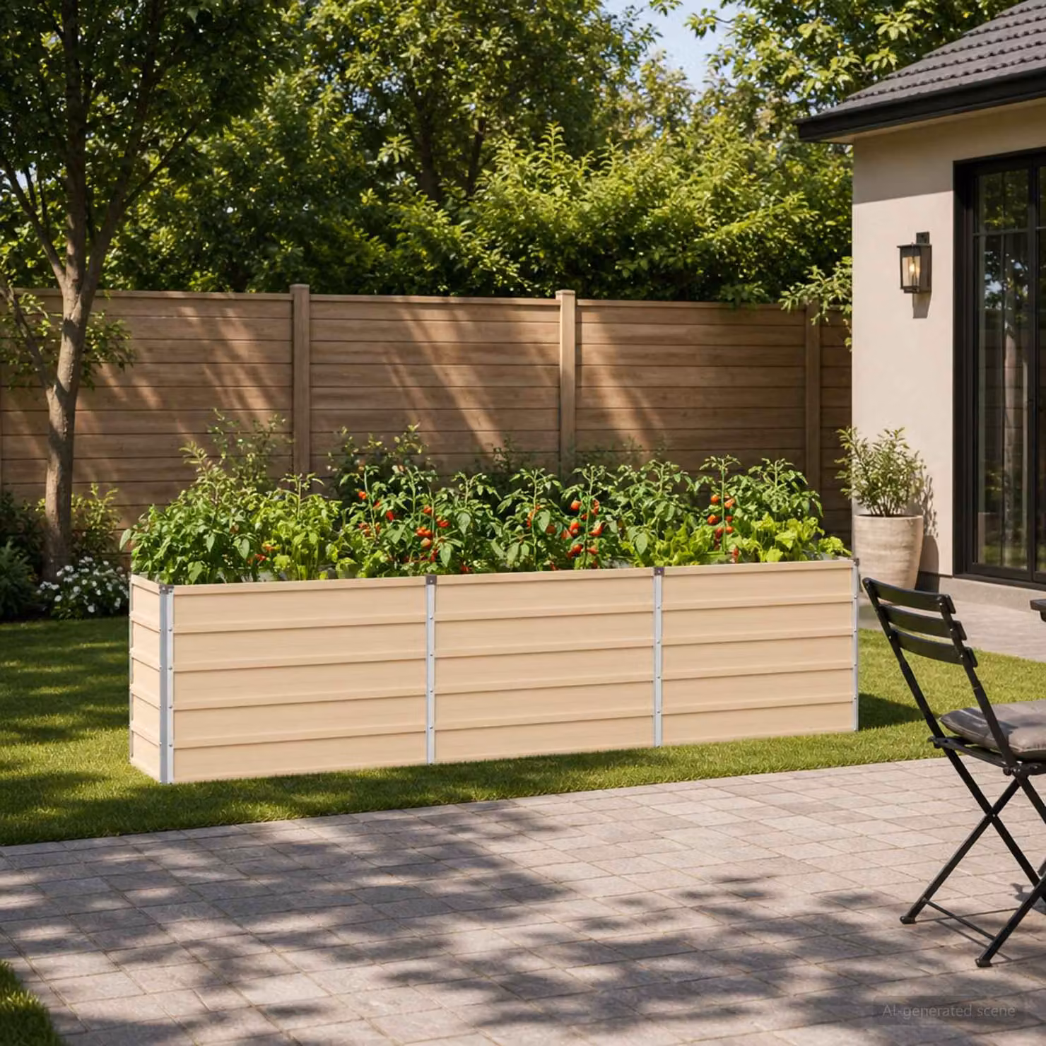 Letto rialzato da giardino vidaXL in metallo Corten, colore beige, L: 240 cm, P: 40 cm, H: 55 cm