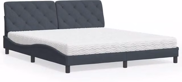 Letto moderno vidaXL in velluto grigio con materasso in schiuma L/P: 180 x 200 cm