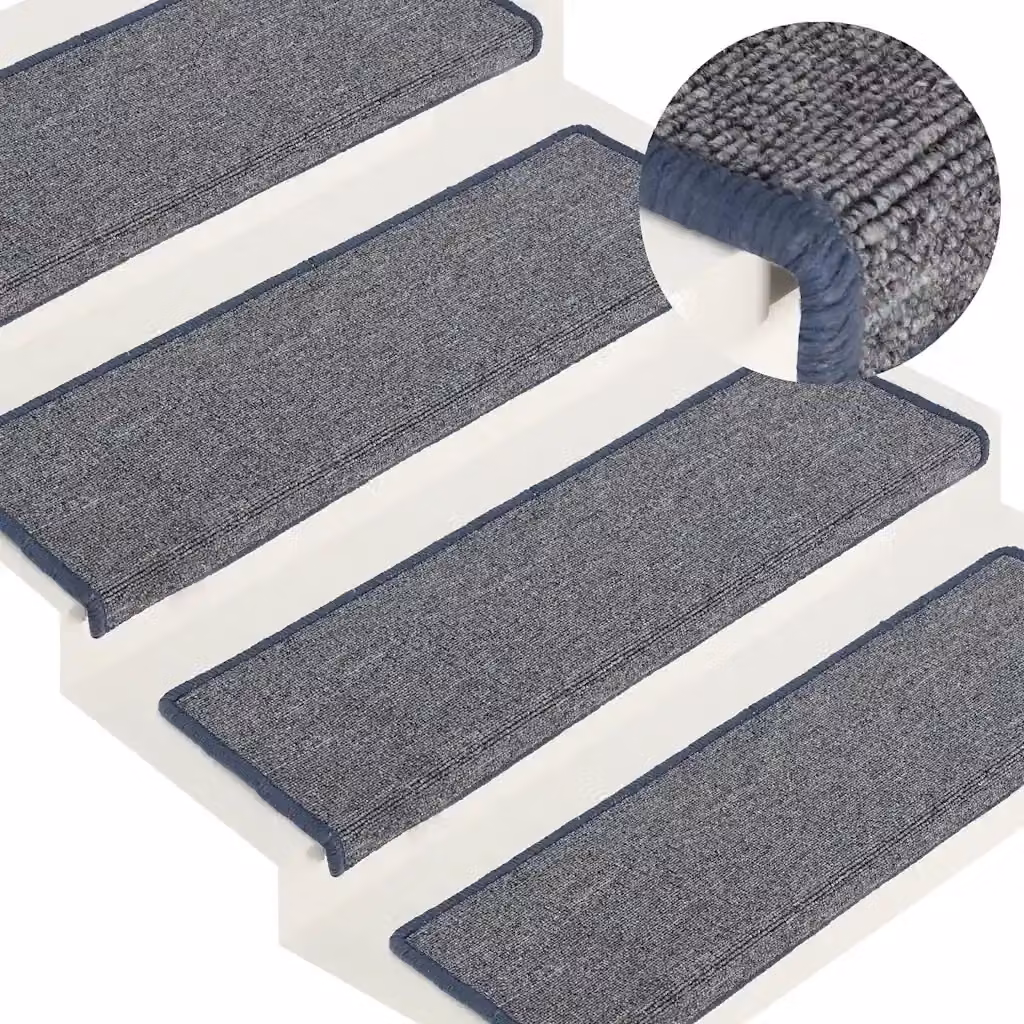 Set di 30 tappetini antiscivolo per scale DESIGN IN in polipropilene, colore grigio chiaro e blu, L: 65 cm, P: 21 cm, H: 4 cm – 2
