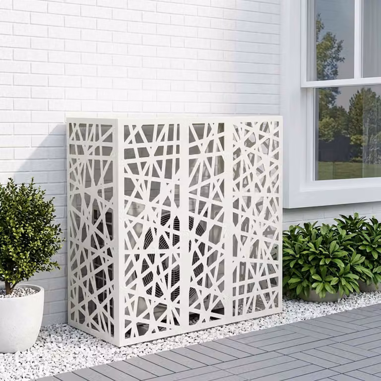 Copertura per condizionatore d'aria vidaXL in acciaio, Bianco, L 110 x P 50 x H 105 cm