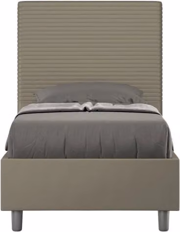 Letto singolo imbottito Focus Ityhome con contenitore in similpelle color cappuccino L/P/H: 80 x 210 x 122 cm – 1