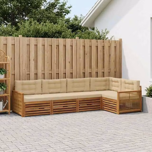 Set di divani da esterno 5 pz Naturale e Beige 3383361