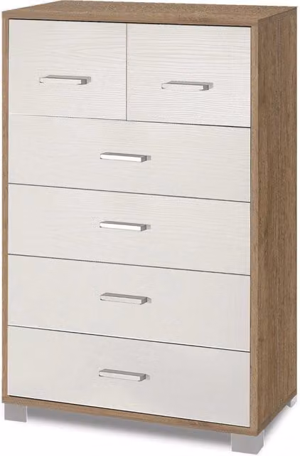 Cassettiera 4+2 Cassetti 70x112x41 cm Noce Stelvio/Bianco Fiammato