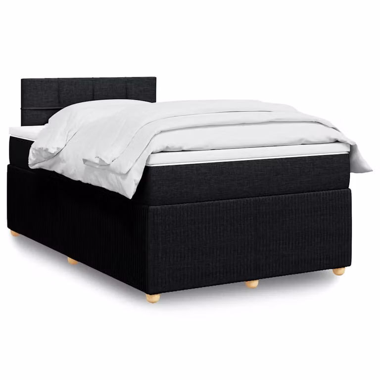 vidaXL Giroletto a Molle con Materasso Ibrido in Tessuto Nero L/P/H: 120 x 200 cm