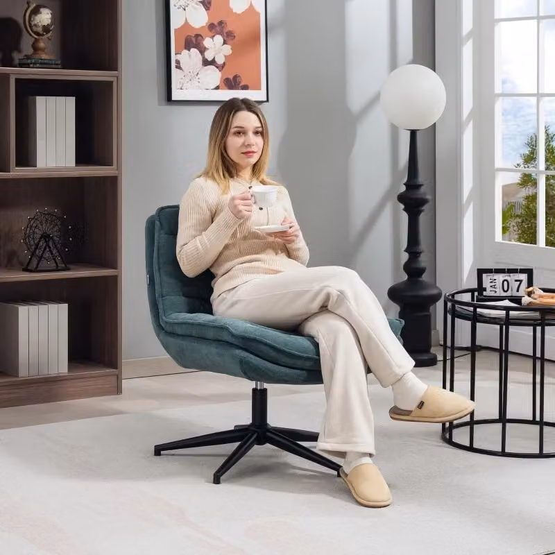 Sedia da ufficio girevole WISHDOR in tessuto verde, design moderno ed ergonomico con seduta ampia da 65,5 cm – 2