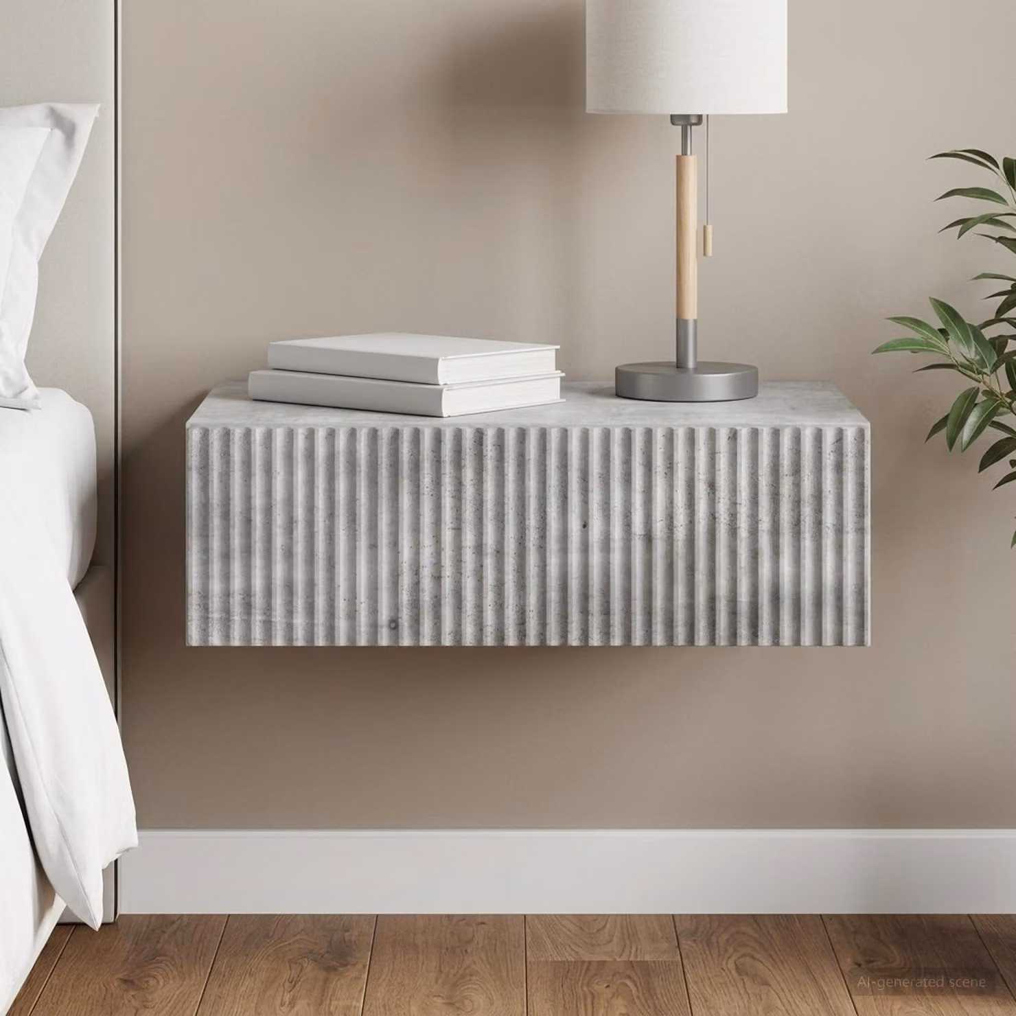 vidaXL Tavolino da Parete Laterale Moderno Grigio L: 59 cm, P: 34,5 cm, H: 17 cm