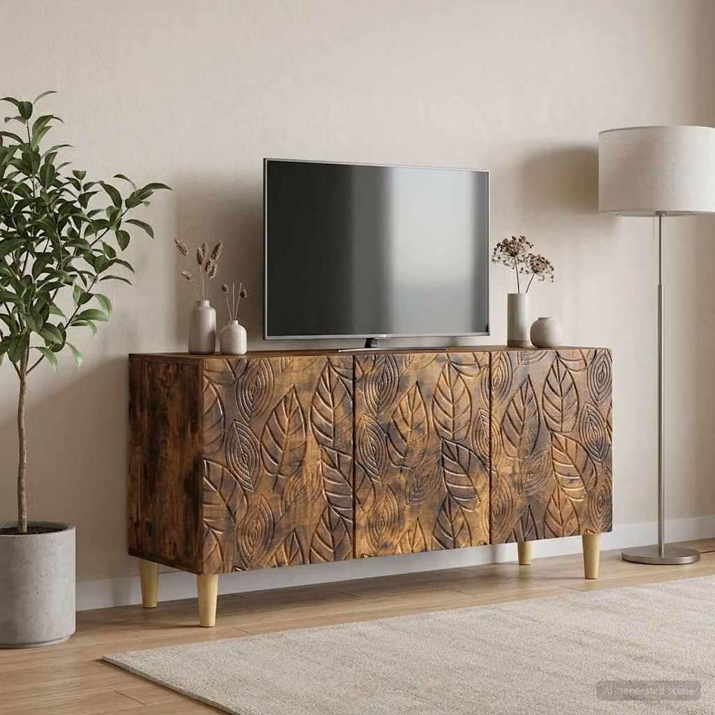Mobile TV vidaXL in legno ingegnerizzato Rovere Fumo, L 99 x P 34,5 x H 50 cm