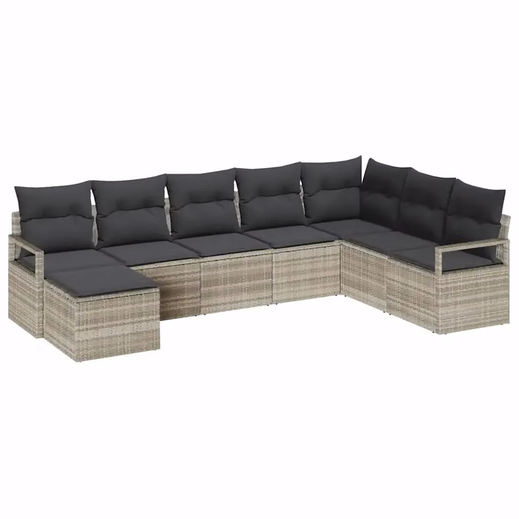 Set di divani da giardino vidaXL 7 pezzi in rattan grigio con cuscini e pouf – 2