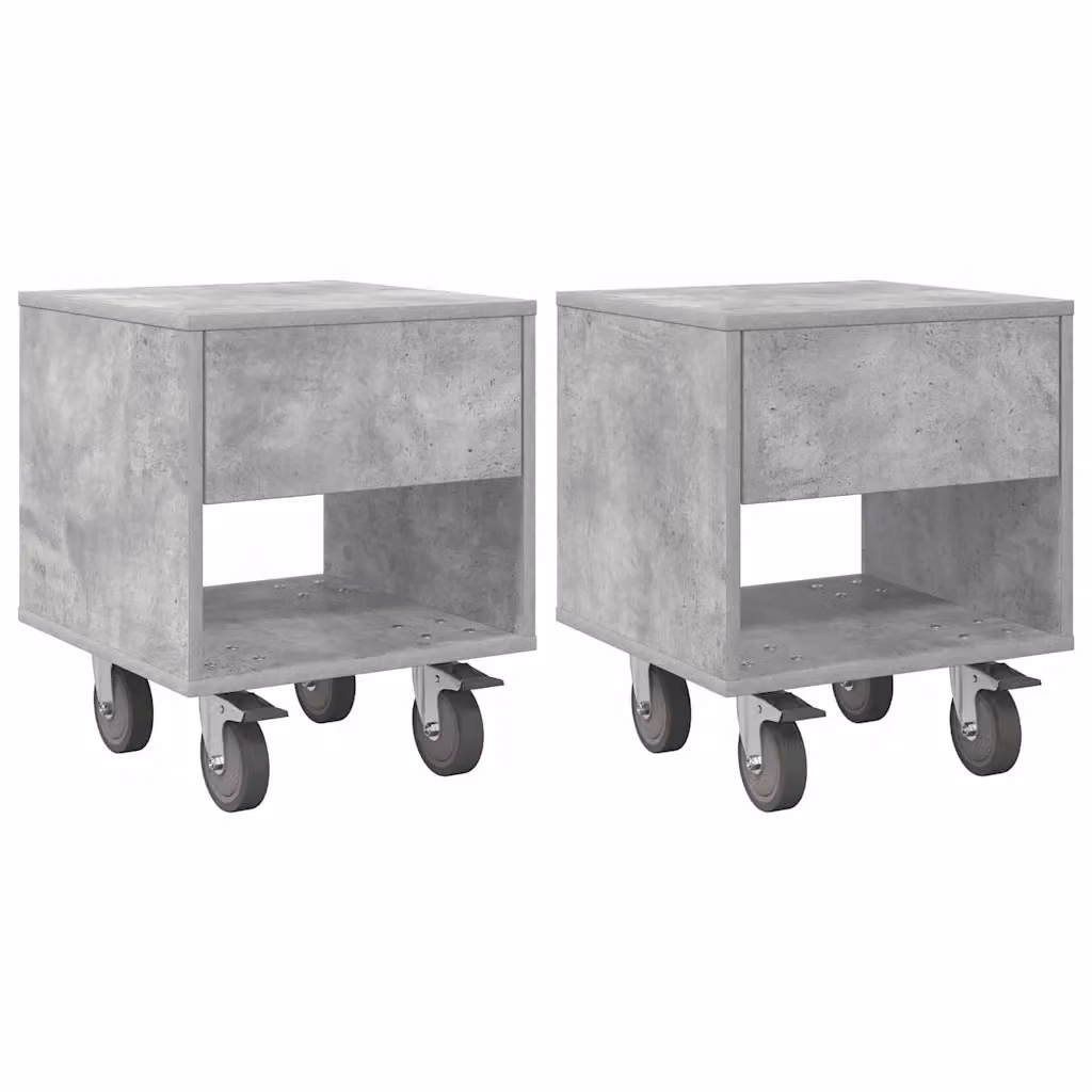 Set di 2 comodini moderni vidaXL in colore grigio, L 40,5 cm x P 40 cm x H 48 cm – 2
