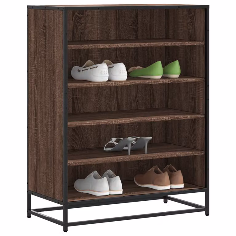 Scarpiera industrial vidaXL in legno e metallo, colore rovere marrone, L 75 cm, P 38 cm, H 97,5 cm