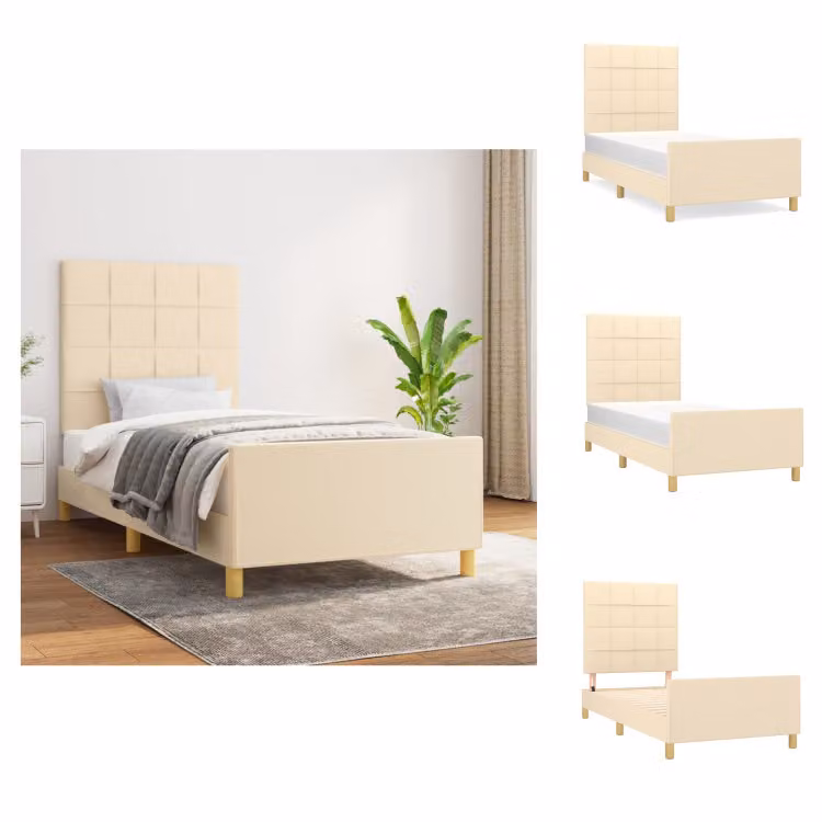 vidaXL Struttura letto con testiera in tessuto crema 80x200 cm - Letti e strutture letto
