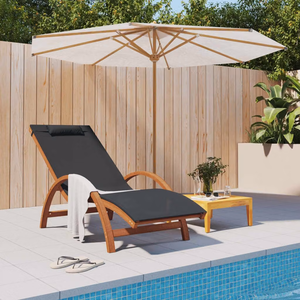 vidaXL Lettino da giardino con cuscino in microfibra grigio e struttura in legno di pioppo trattato