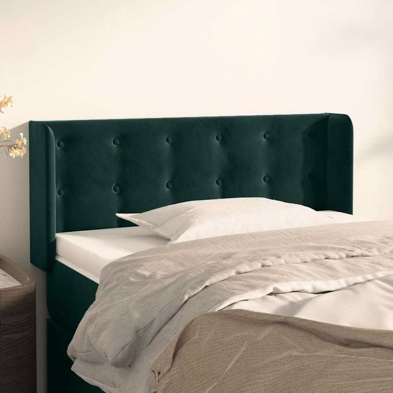 Testiera ad orecchio vidaXL in velluto verde scuro L: 103 cm, P: 16 cm, H: 78-88 cm