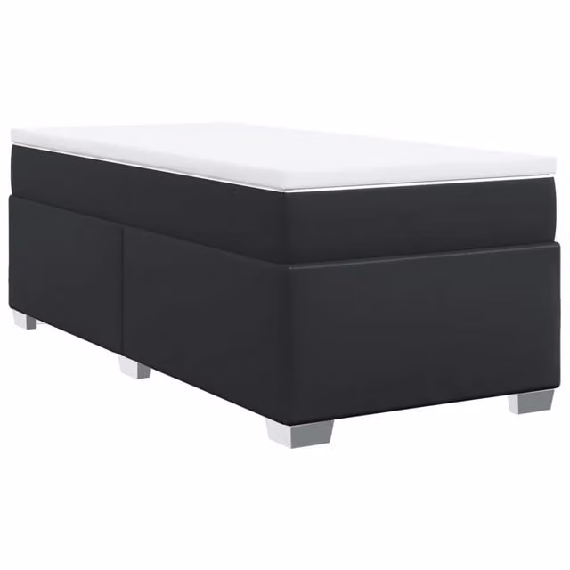 Letto singolo | Letto per adulti | Giroletto a Molle con Materasso Nero 80x200 cm in Similpelle
