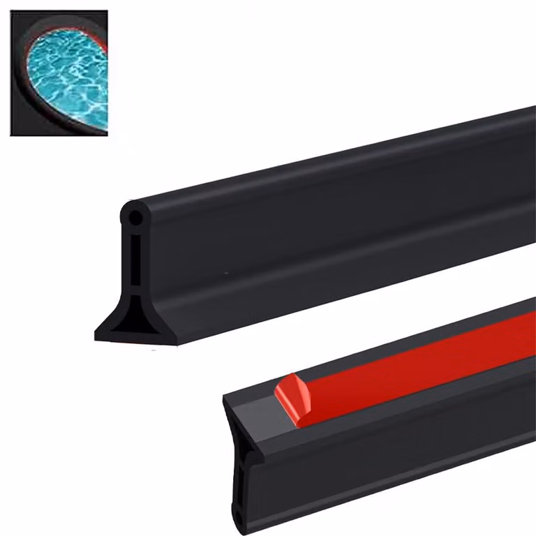 Blocco per acqua doccia, 2 pezzi – Guarnizione in silicone da 100 cm – Sigillante per doccia e barriera anti-acqua – autoadesivo – per doccia e vasca da bagno – Nero