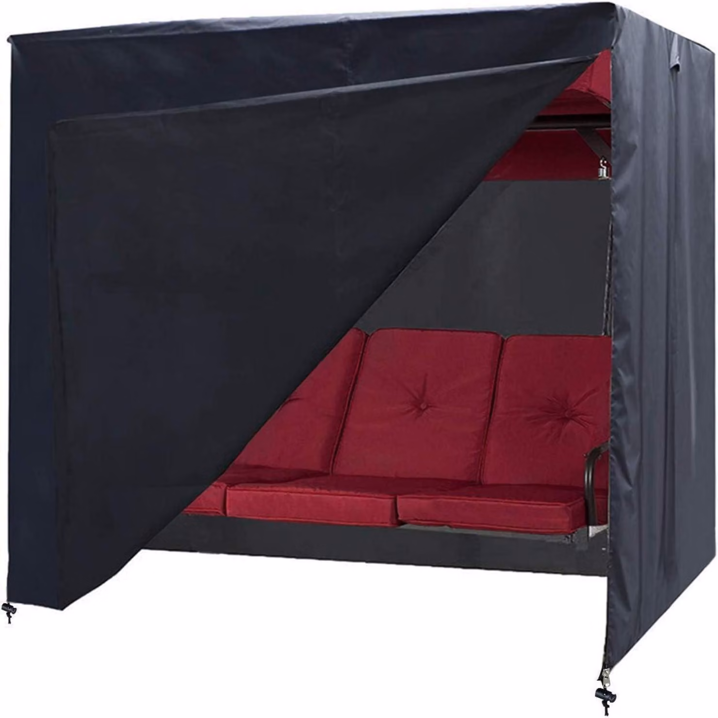 Copertura per altalena, modello per 2 posti, realizzata in tessuto Oxford 500D, impermeabile, colore nero, dimensioni 165x127x168 cm