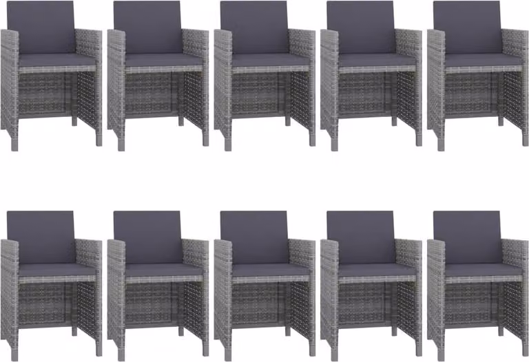 vidaXL set da pranzo da giardino 11 pezzi con cuscini in poly rattan grigio