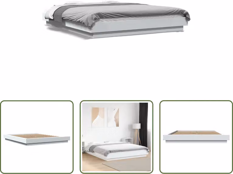 The Living Store Struttura per letto bianca 160x200 cm in legno