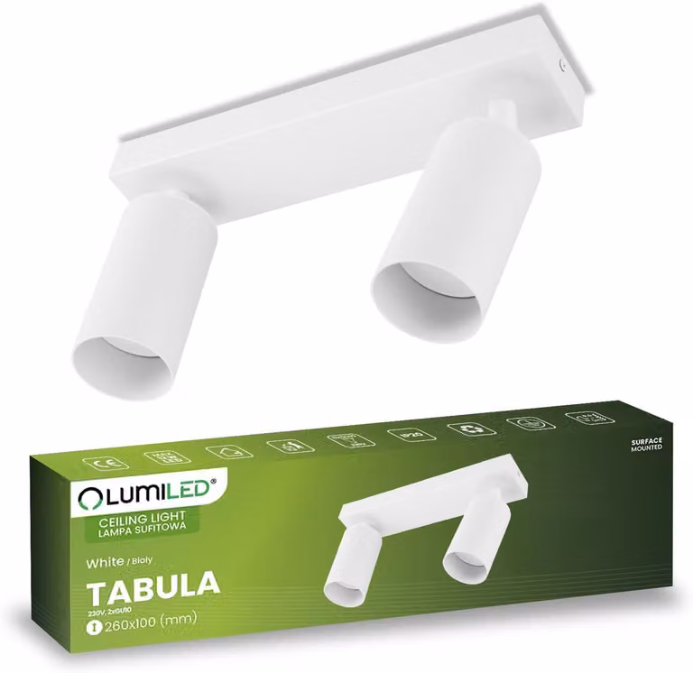 Lumiled, soffitto, soffitto, spot, soffitto, spot, 2-Light, spot, per, soffitto, spot, apparecchio, interno, soffitto, soffitto, girevole, bianco, rotondo, GU10, presa 230V