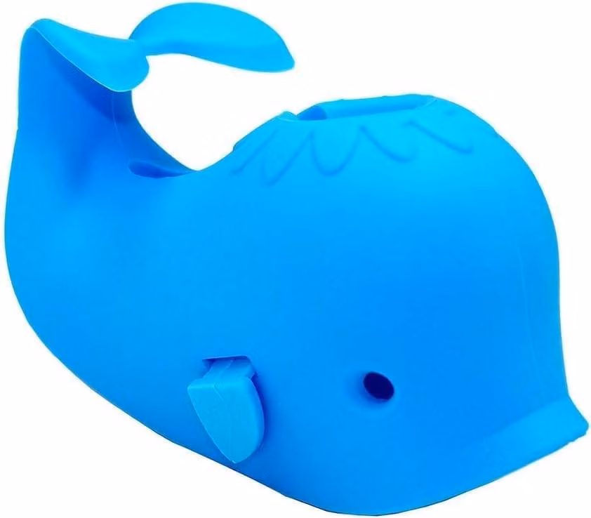 Protezione per rubinetti - Estensione in silicone per rubinetti - Forma di balena - Copertura protettiva per rubinetti da bagno - Rubinetto di sicurezza - Blu - 17 x 7,8 x 9,9 cm