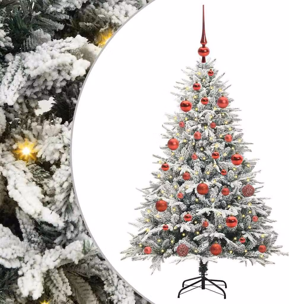 Albero di Natale Artificiale Pre-illuminato con Set di Palline
