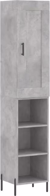 Mobile contenitore moderno grigio per cucina e soggiorno in MDF e metallo L/P/H: 34,5 x 34 x 180 cm