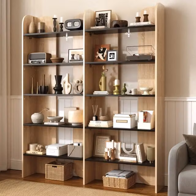 Scaffale per libri alto 160 cm, libreria a 5 ripiani aperta, grande capacità, design moderno per soggiorno, studio e ufficio