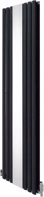 Radiatore e Valvole Cromate a Specchio Pannelli Ovali - 1800mm x 500mm - Grigio Antracite