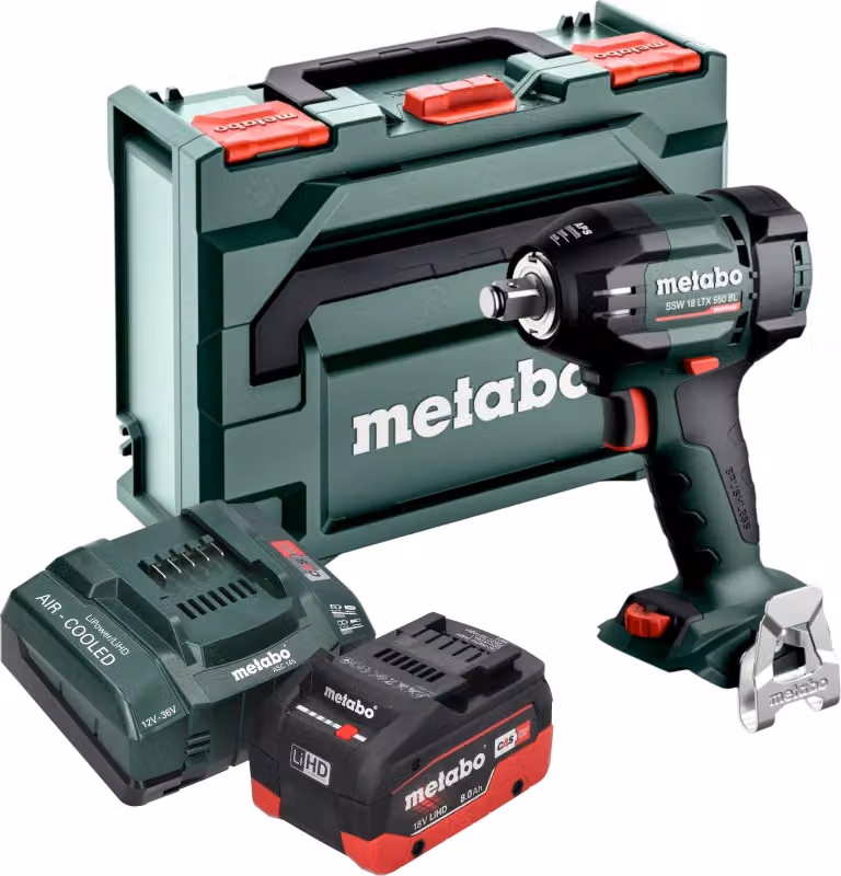 Avvitatore a impatto a batteria Metabo SSW 18 LTX 550 BL 18 V 550 Nm Brushless + 1x batteria LiHD 8,0 Ah + caricabatteria + metaBOX