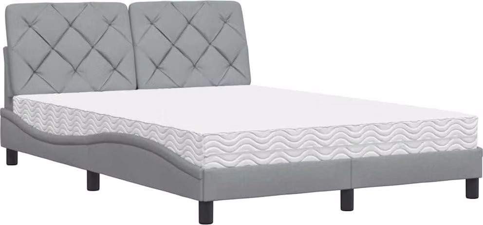 Letto con Materasso Grigio Chiaro 140x200cm Tessuto