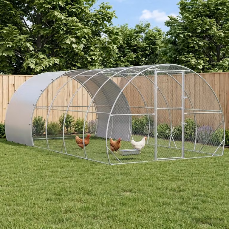 vidaXL Pollaio Argento 600 x 300 x 200 cm Acciaio zincato