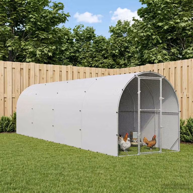 vidaXL Pollaio Argento 800 x 200 x 200 cm Acciaio zincato